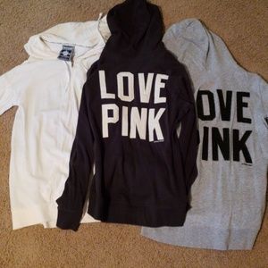 3 PINK hoodies